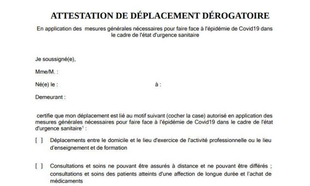Couvre-feu : l’attestation dérogatoire de déplacement contient finalement 8 motifs, la voici